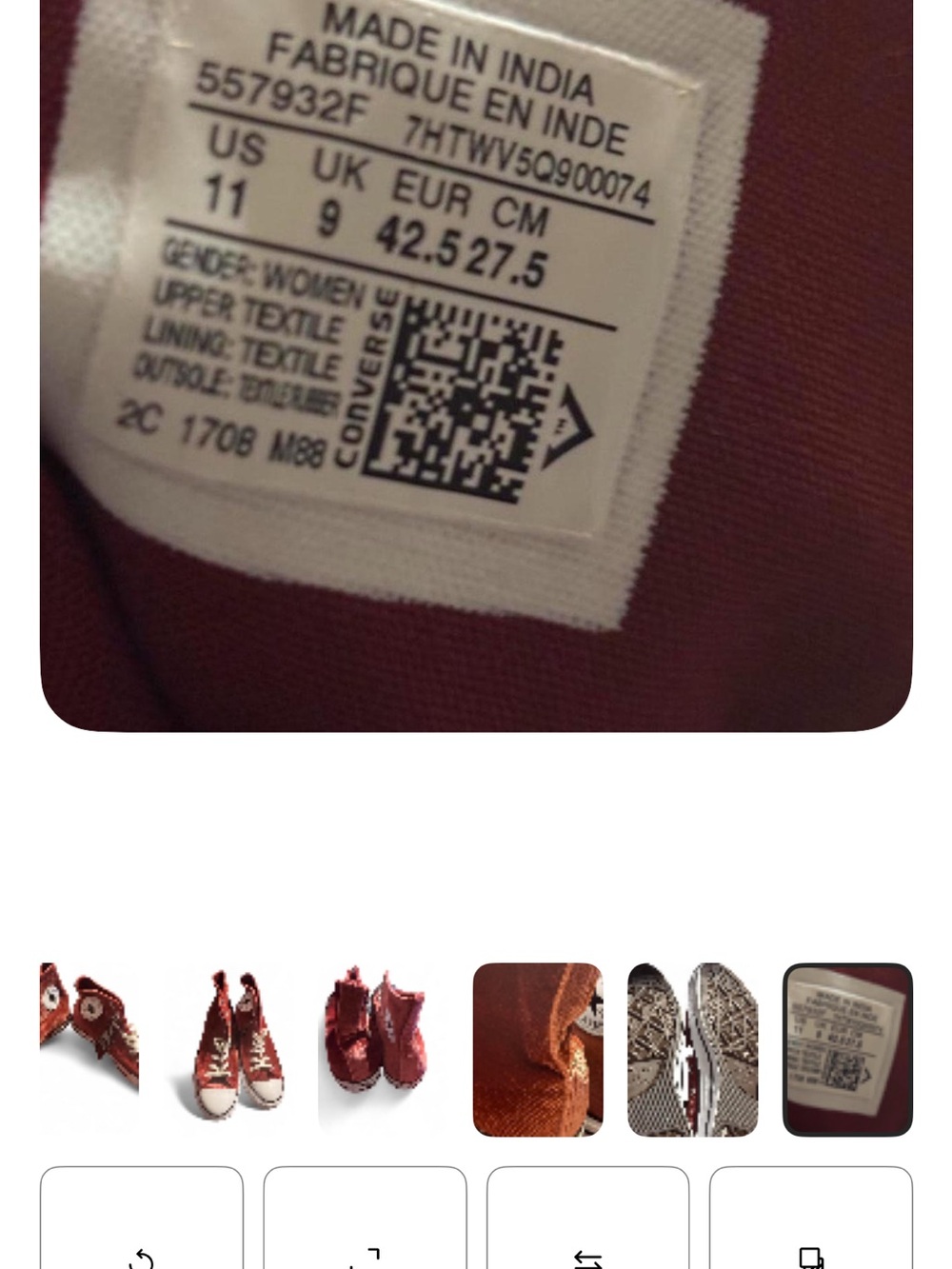 Converse Chuck Taylor Red Velvet Crush High-Top Sneakers Women’s size 11 NWT - Picture 7 of 7
